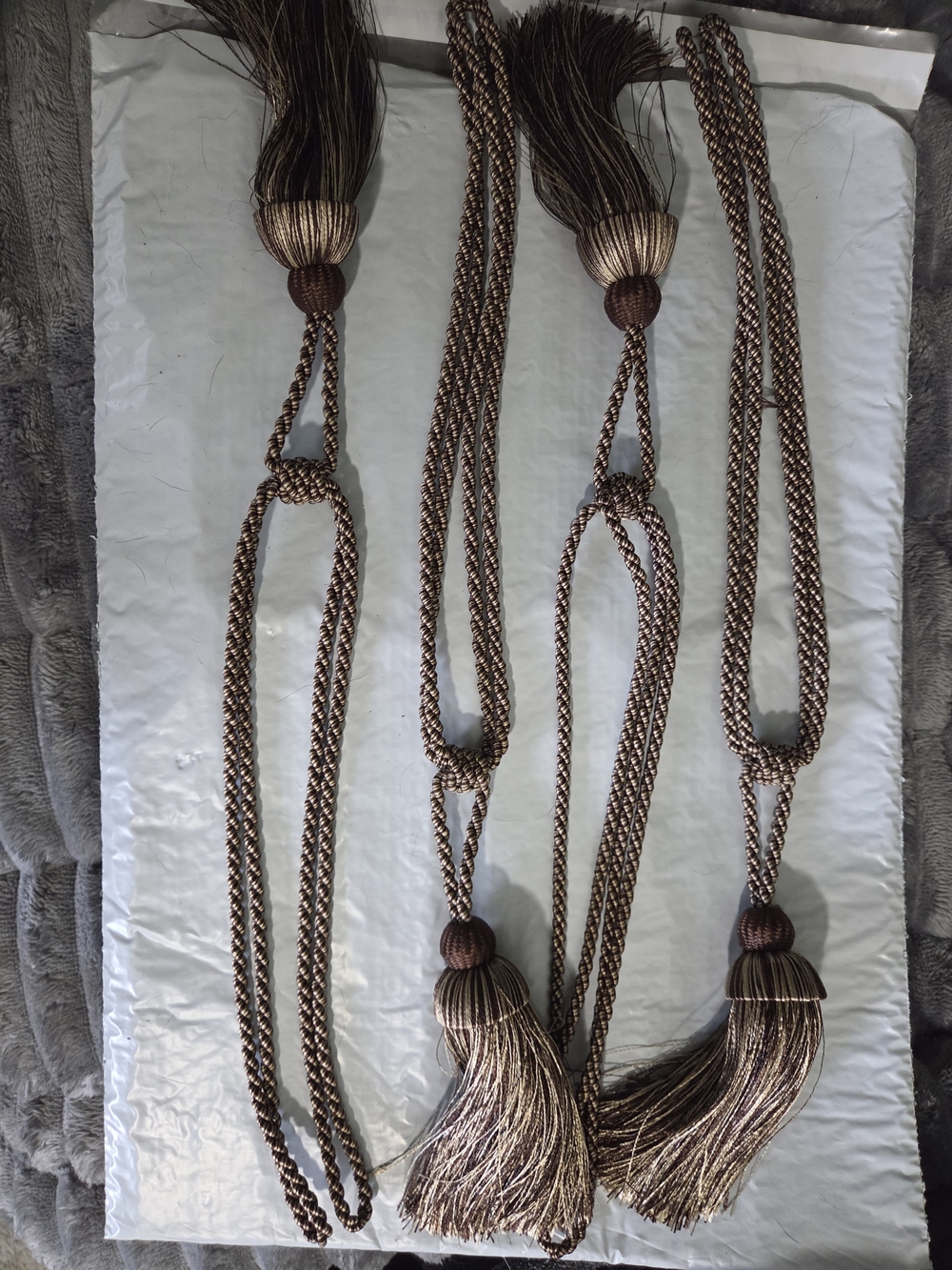Classic Brown Braided Curtain Tiebacks with Tassels Set Of 4
